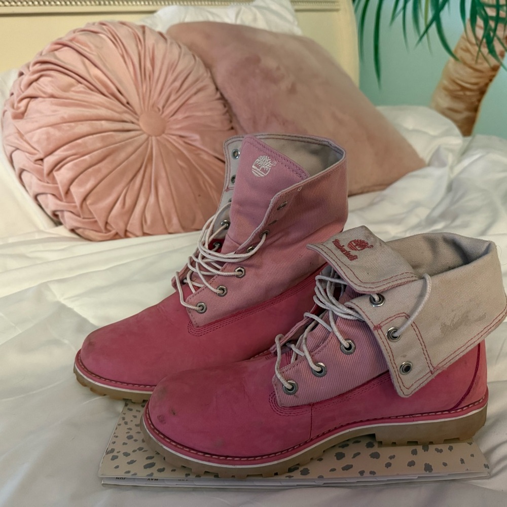 Timberland Women's Pink Combat Boots